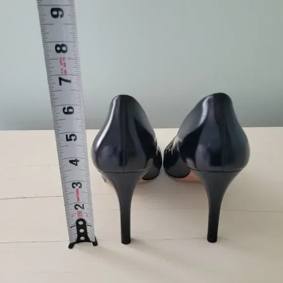 Via Spiga Black Patent Leather Stiletto Heels Double Buckle Pumps 9.5 - Picture 4 of 14